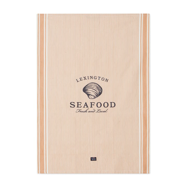 Seafood Striped & Printed Geschirrtuch 50 x 70cm, Beige-weiß Lexington