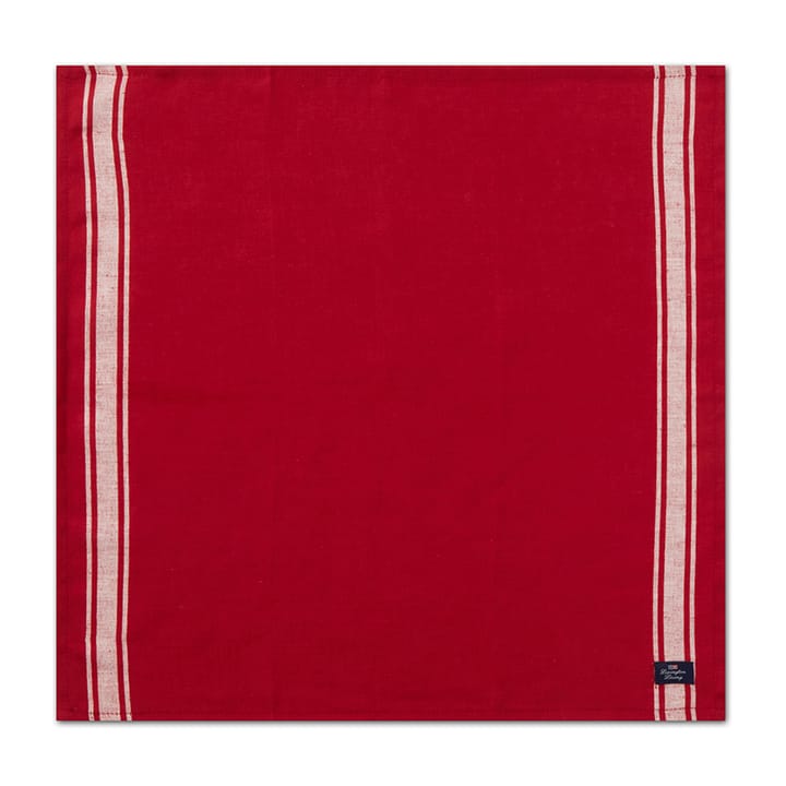 Side Striped Cotton Linen Serviette 50 x 50 cm, Red-white Lexington
