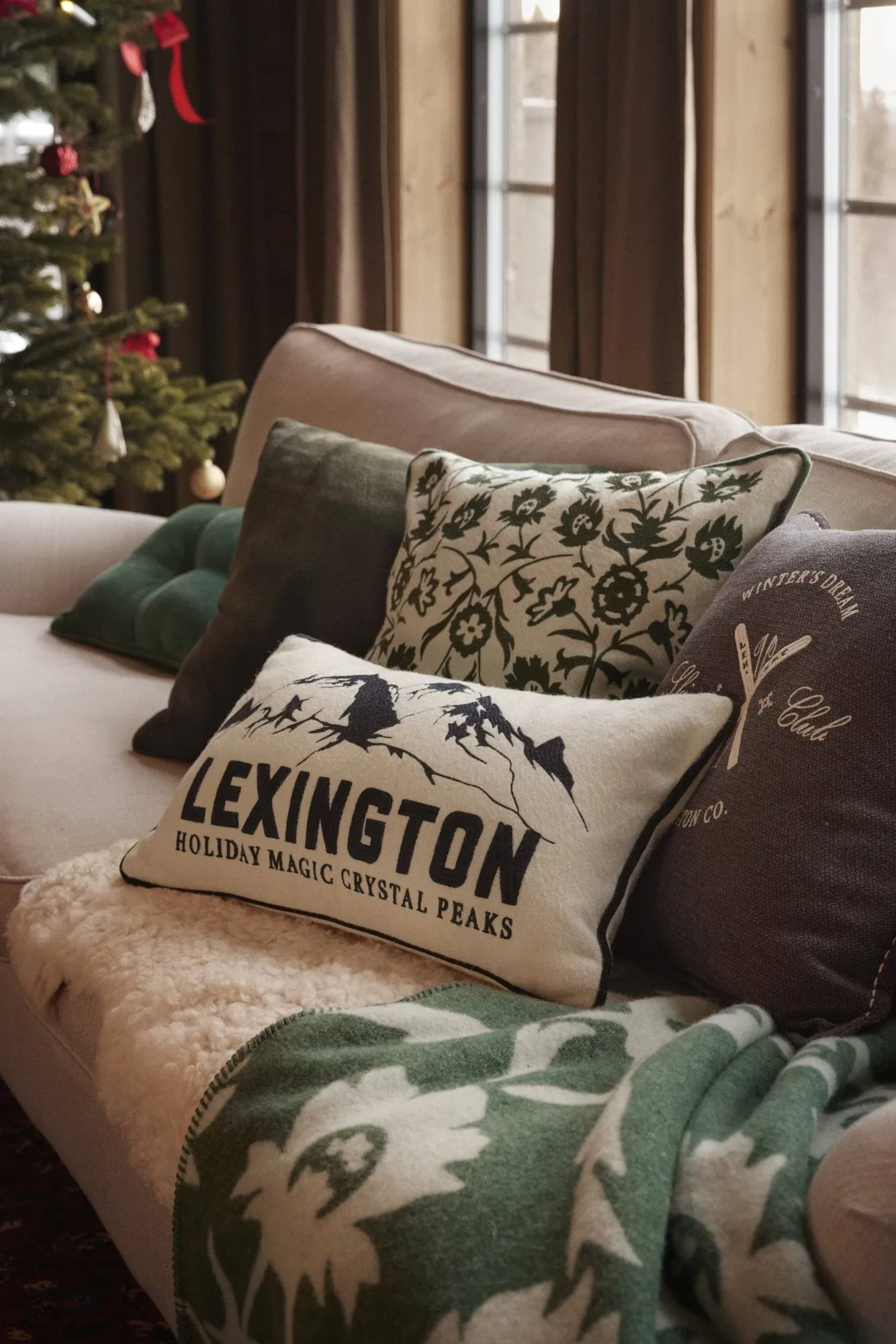 Ski Club Kissenbezug aus Bio-Baumwolle, Navy-Hellbeige, 50x50 cm Lexington