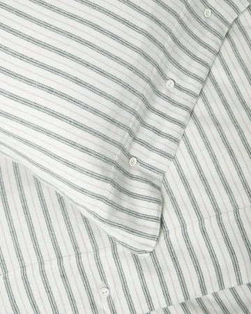 Stripe Baumwollflanell Bettwäsche-Set - Weiß-Grün-Beige, 2 Stk. 50x60 cm/1 Stk. 220x220 cm - Lexington