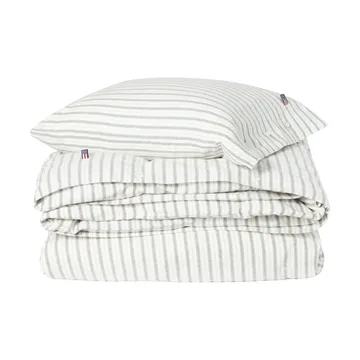 Stripe Baumwollflanell Bettwäsche-Set - Weiß-Grün-Beige, 50x60 cm/150x210 cm - Lexington