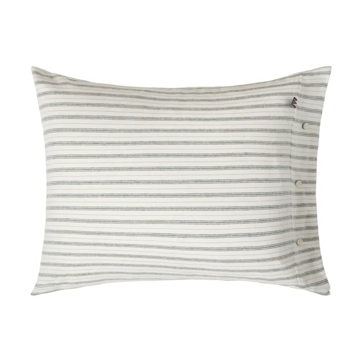 Stripe Baumwollflanell Kissenbezug - Weiß-Grün-Beige, 50x60 cm - Lexington