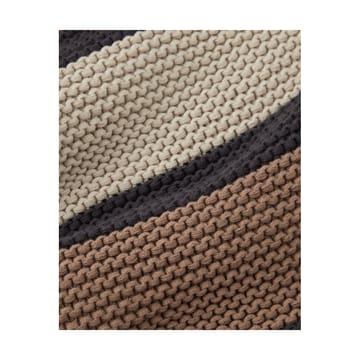 Striped Knitted Cotton Wolldecke 130x170cm - Brown-beige-dark gray - Lexington