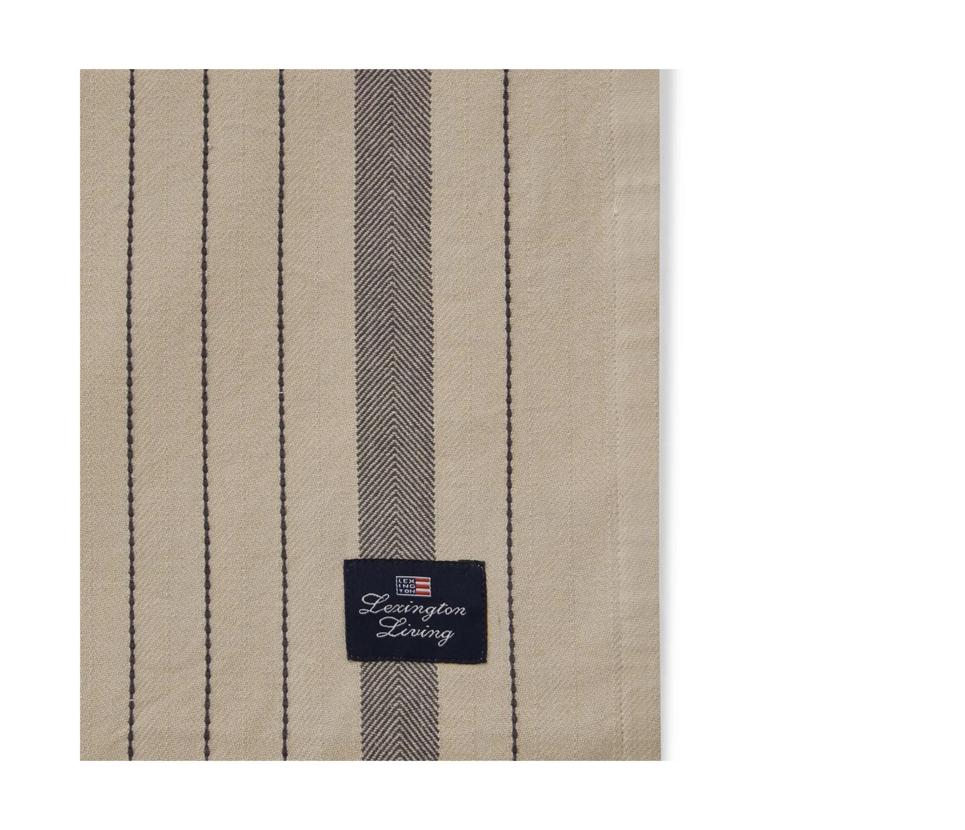 Striped Organic Cotton Tischdecke 150 x 250cm, Beige-dark gray Lexington