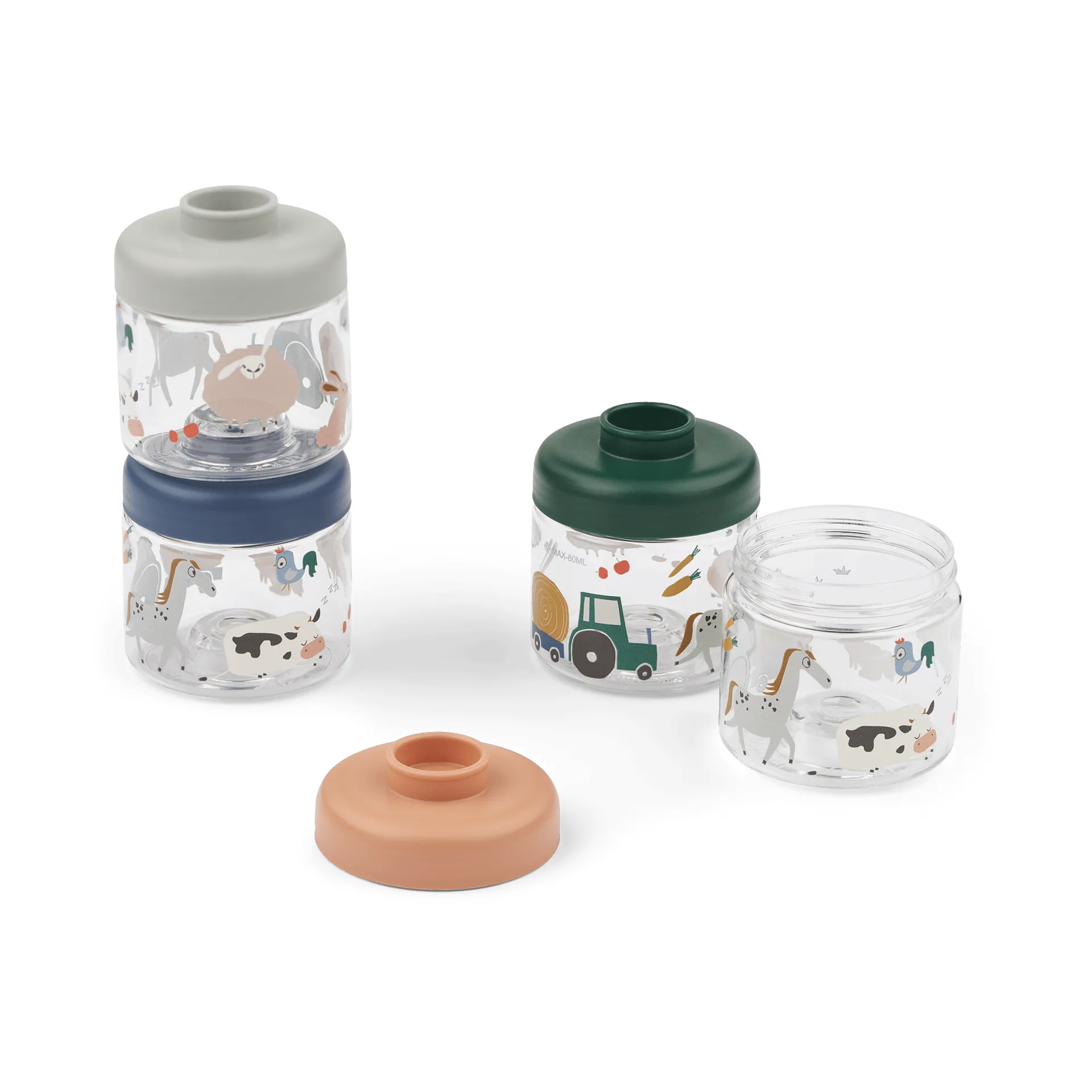 Dominique Babynahrungsbehälter 100 ml 4er-Pack, Farmlife-Sandy Liewood