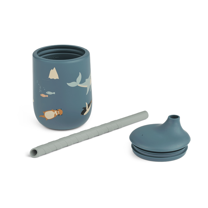 Ellis printed Sippy Cup Trinklernbecher mit Strohhalm 23 cl, Arctic Sea-Ocean view Liewood