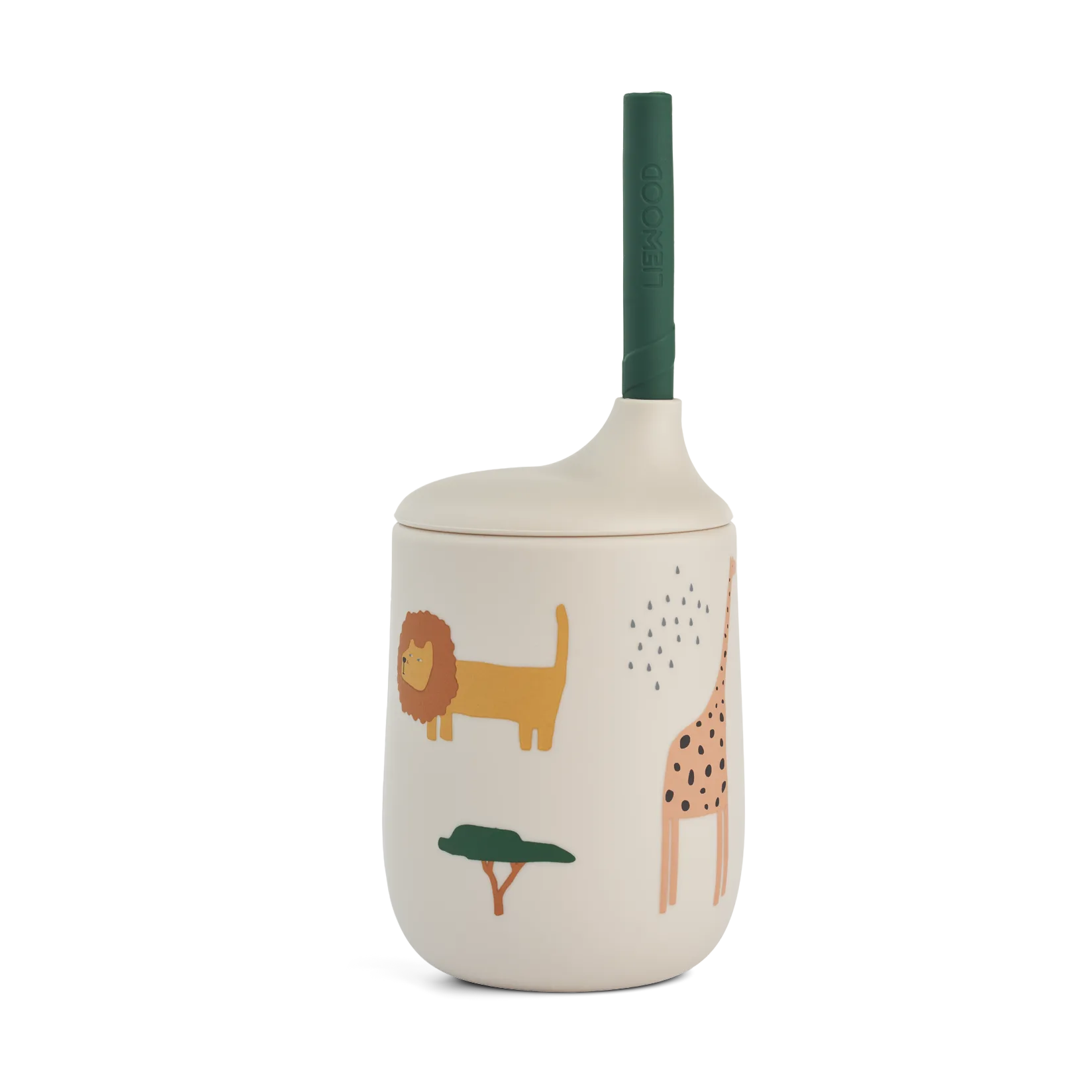 Ellis printed Sippy Cup Trinklernbecher mit Strohhalm 23 cl, Safari sandy mix Liewood