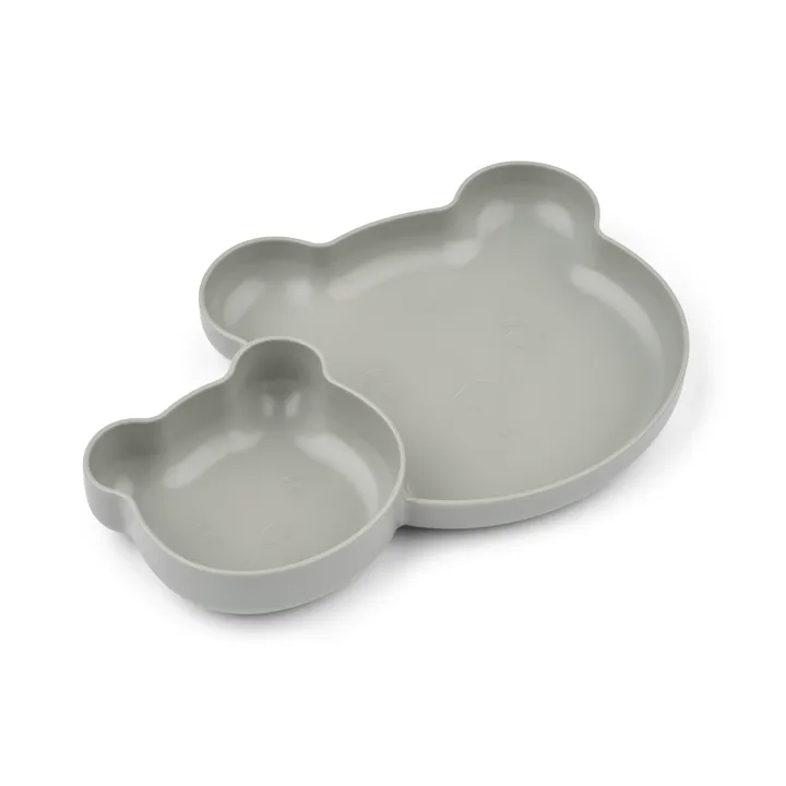 Magus Bear Divider Teller, 2-teilig - Dove blue - Liewood