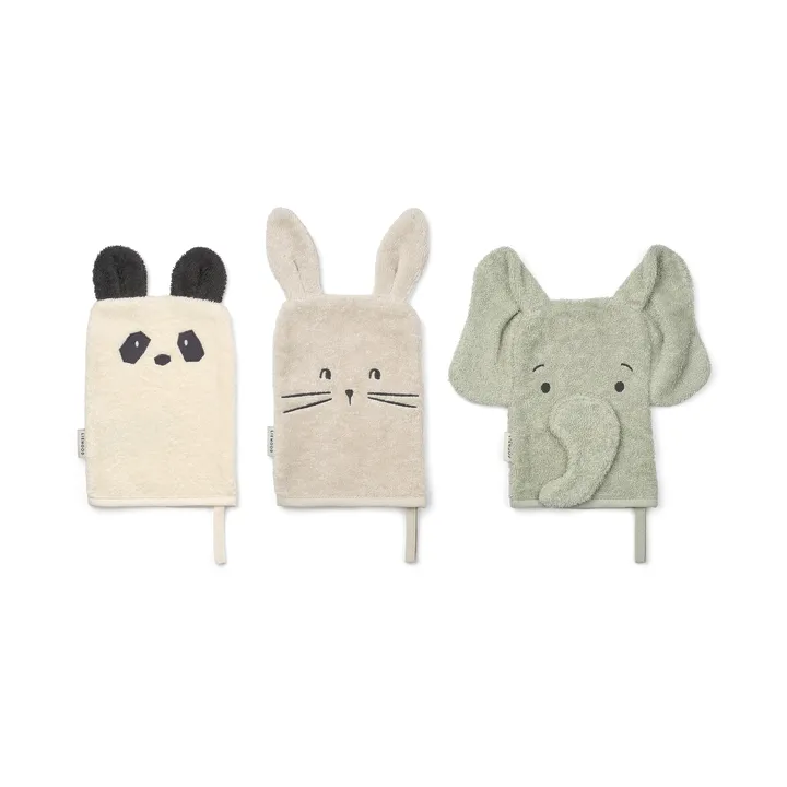 Sylvester Waschlappen 3-teilig - Dove blue mix - Liewood