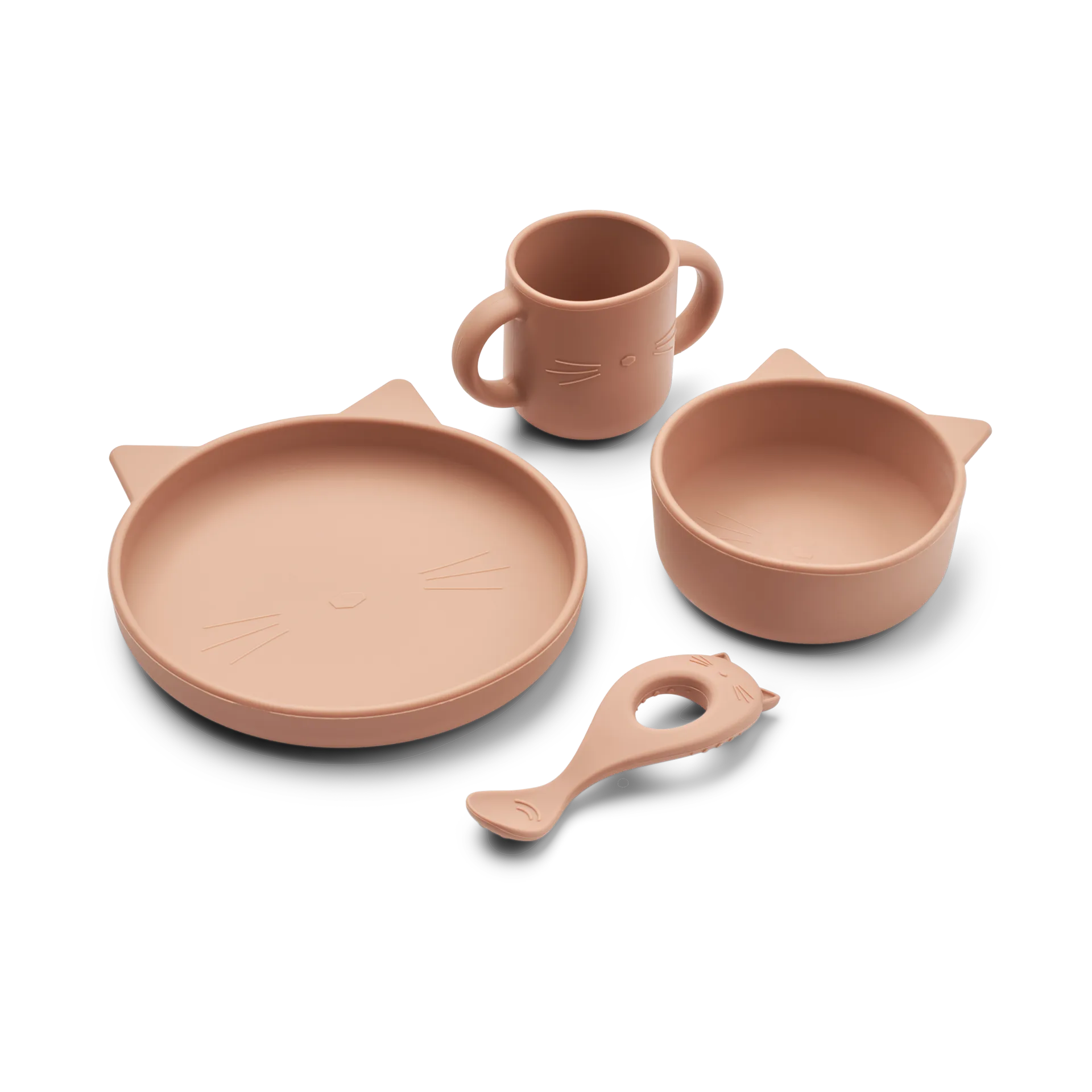 Vivi Geschirrset silikon 4-teilig, Cat dark rose Liewood