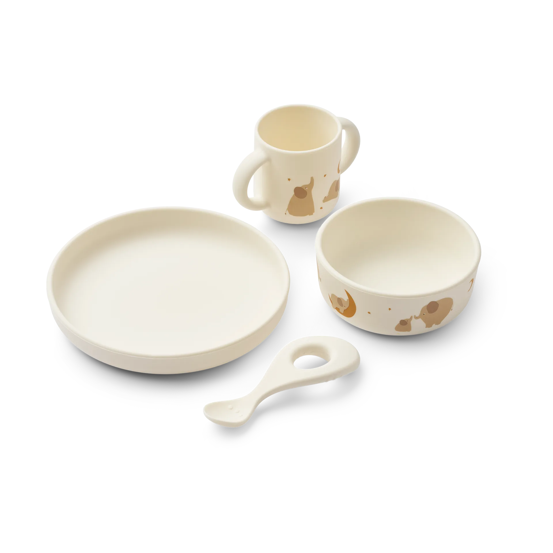 Vivi printed Geschirrset 4-teilig, Elephant-Creme de la creme Liewood