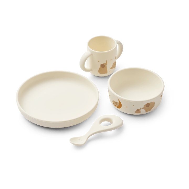 Vivi printed Geschirrset 4-teilig - Elephant-Creme de la creme - Liewood