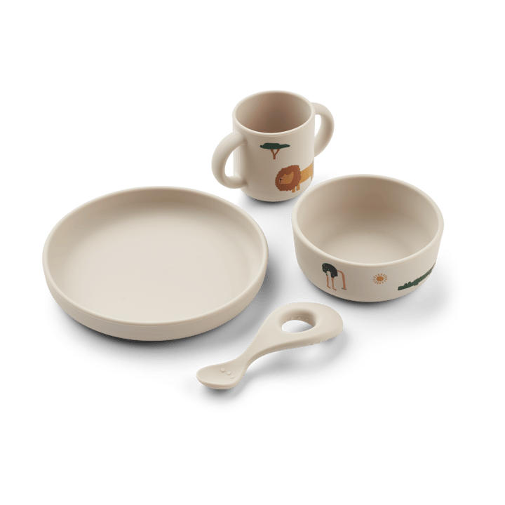 Vivi printed Geschirrset 4-teilig - Safari sandy mix - Liewood