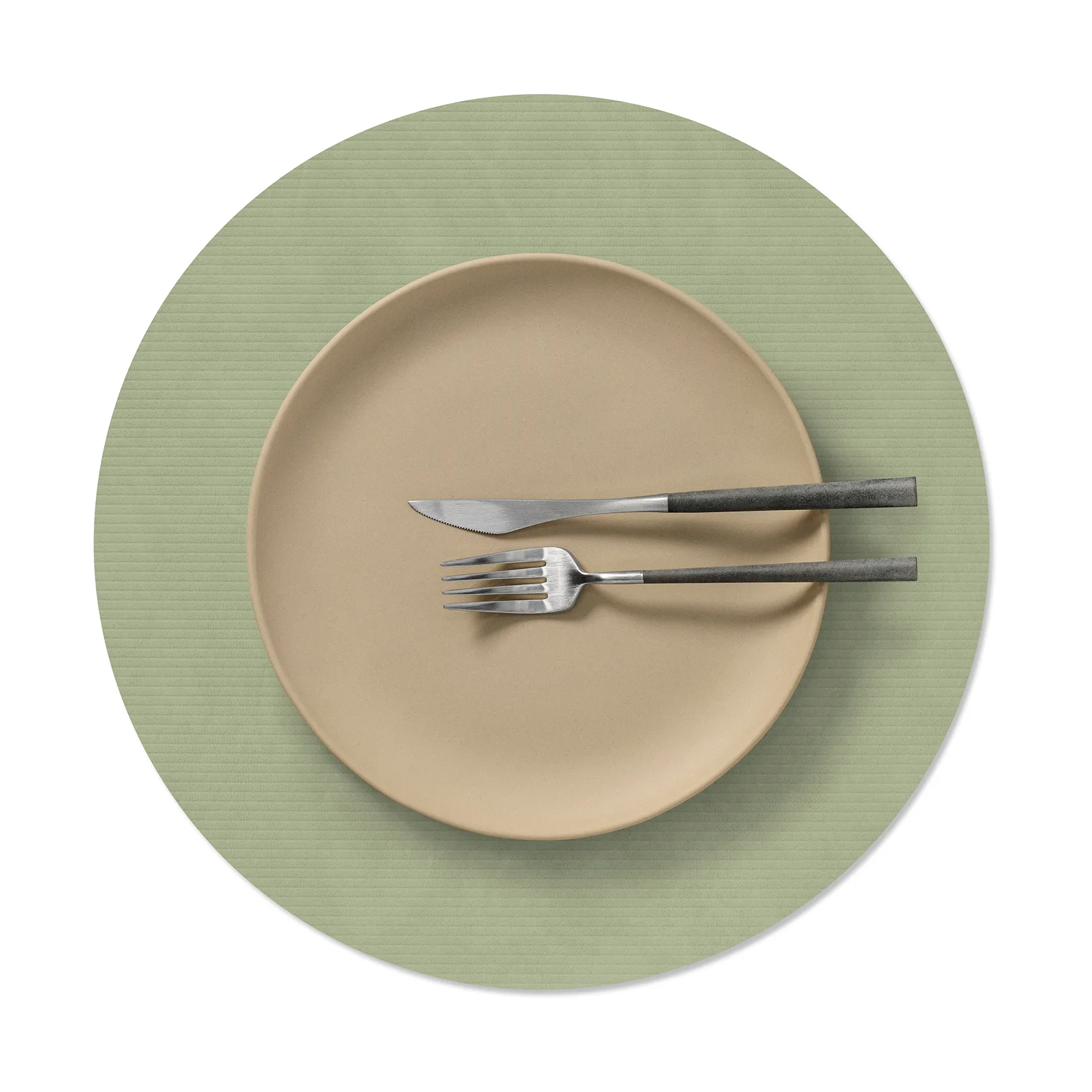 Corduroy Tischset, Olive green, circle, L, Ø38 cm LIND DNA