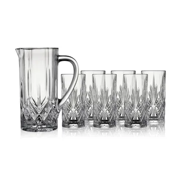 Melodia Kanne und Highball-Glas 7 Teile - Kristall - Lyngby Glas