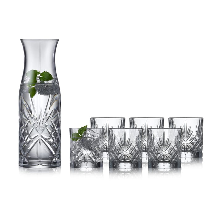 Melodia Karaffe und Wasserglas 7 Teile, Kristall Lyngby Glas