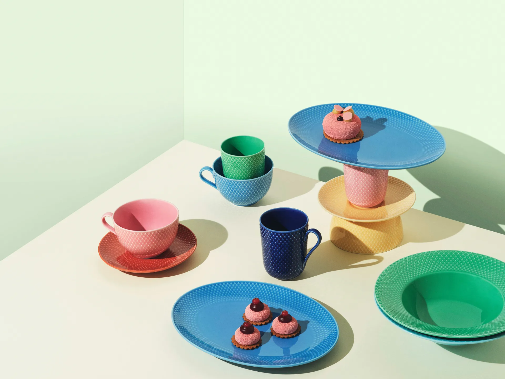 Rhombe ovaler Servierteller 21,5 x 28,5cm, Blau Lyngby Porcelæn