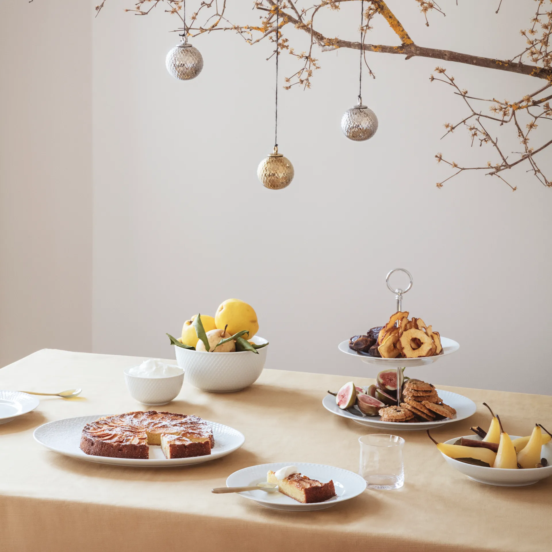 Rhombe Servierschale Ø17,5cm, Weiß Lyngby Porcelæn