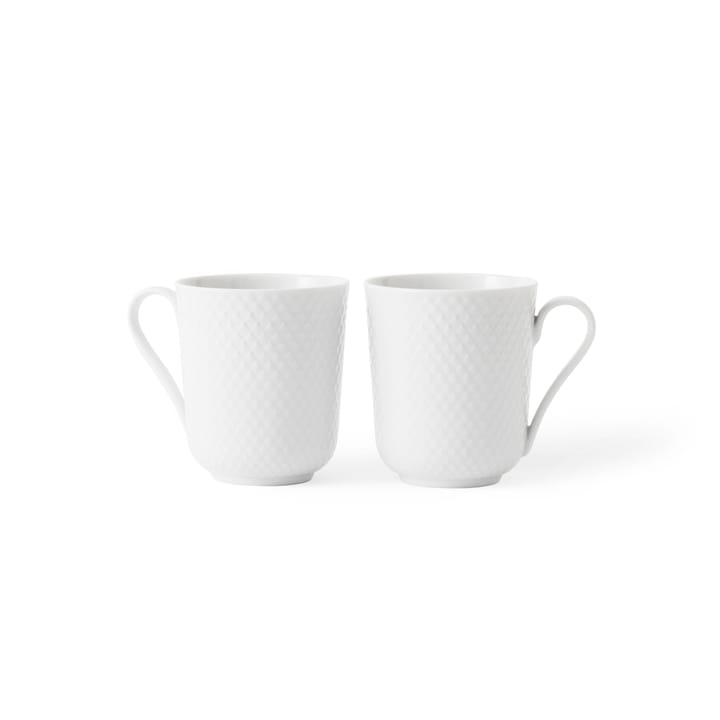 Rhombe Tasse 33cl 2er Pack, Weiß Lyngby Porcelæn