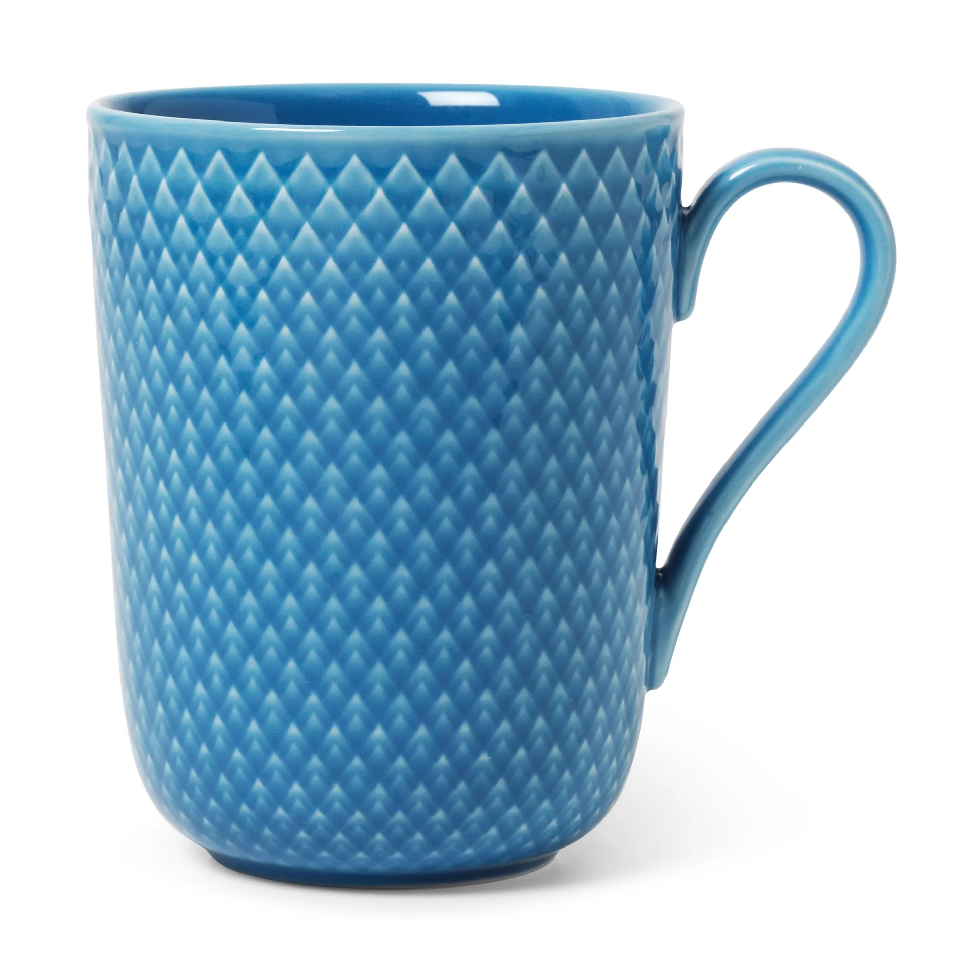 Rhombe Tasse mit Henkel 33cl, Blau Lyngby Porcelæn