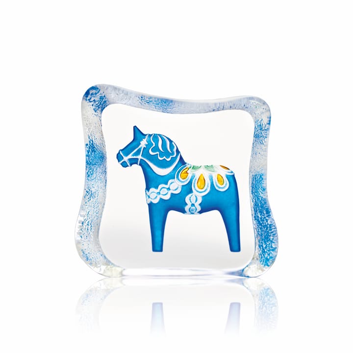 Dala-Pferd Glasskulptur blau, Klein Målerås Glasbruk