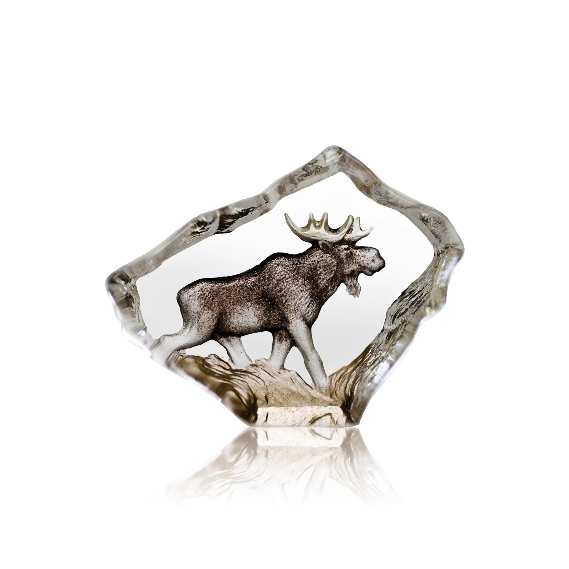 Elch Glasskulptur, 7 x 5cm Målerås Glasbruk