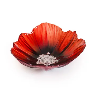 Poppy Schale medium - Rot -schwarz - Målerås Glasbruk