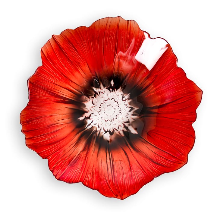 Poppy Schale medium, Rot -schwarz Målerås Glasbruk