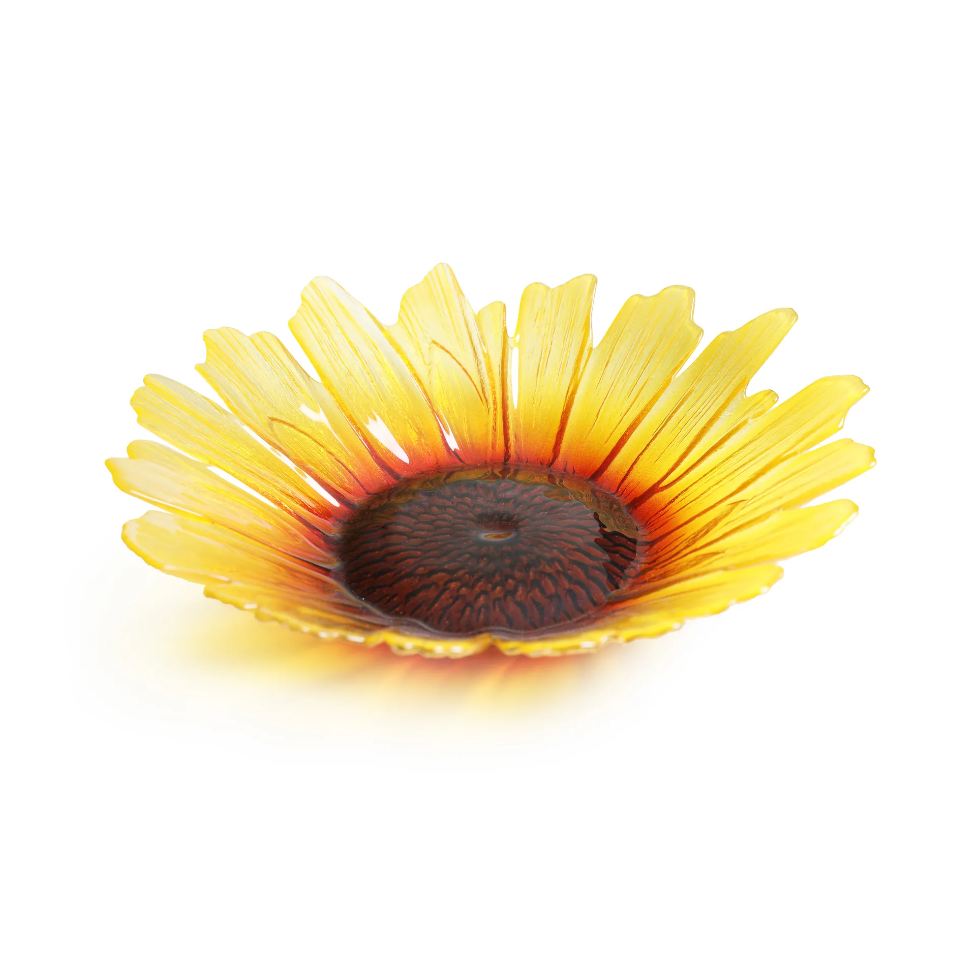 Sonnenblumen Glasschale gelb, Groß Ø34cm Målerås Glasbruk