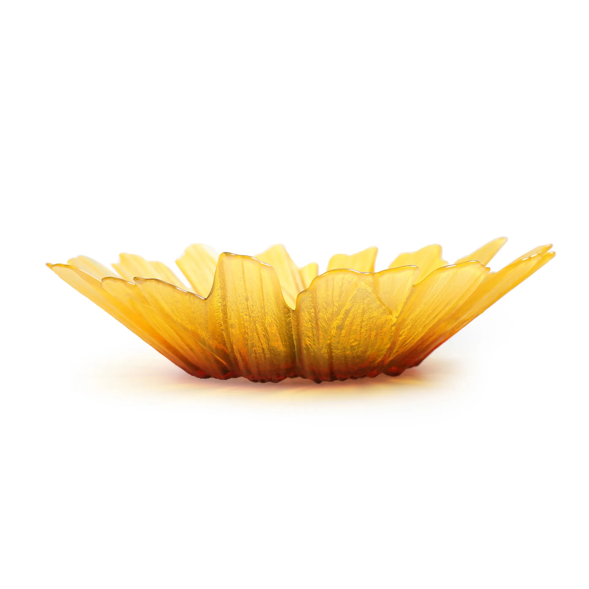 Sonnenblumen Glasschale gelb, Groß Ø34cm Målerås Glasbruk