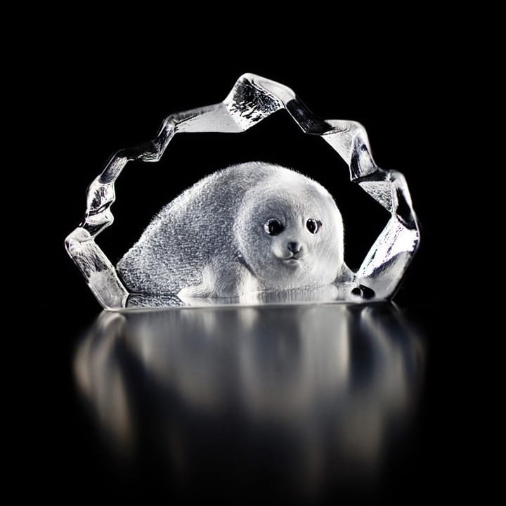 Wildlife Skulptur Robbenbaby, Glas Målerås Glasbruk