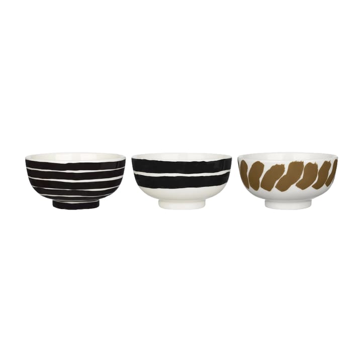 Hyräily Schale 3 dl 3er-Pack, Weiß-Braun-Schwarz Marimekko