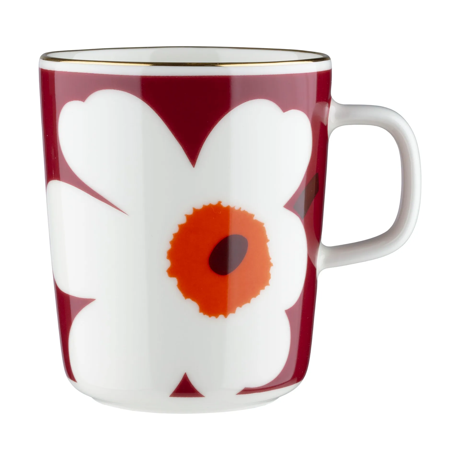 Juhla Unikko Tasse 25 cl 2er Pack, White-burgundy-gold Marimekko