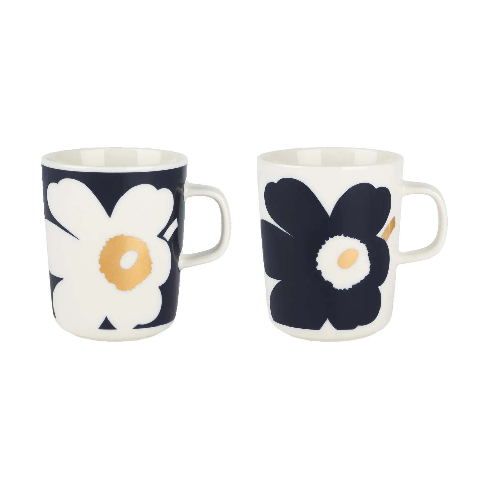 Juhla Unikko Tasse 25 cl 2er Pack, White-dark blue-gold Marimekko