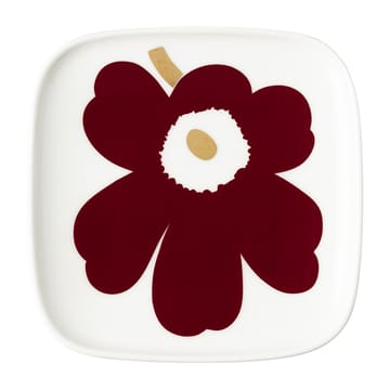 Juhla Unikko Teller 10 x 10cm 2er Pack - Weiß-weinrot-gold - Marimekko