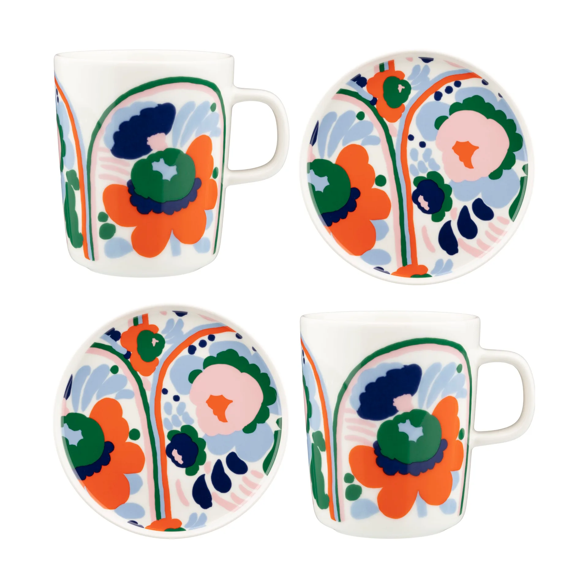 Karuselli Geschirrset 4-teilig, White-orange-blue-emerald Marimekko