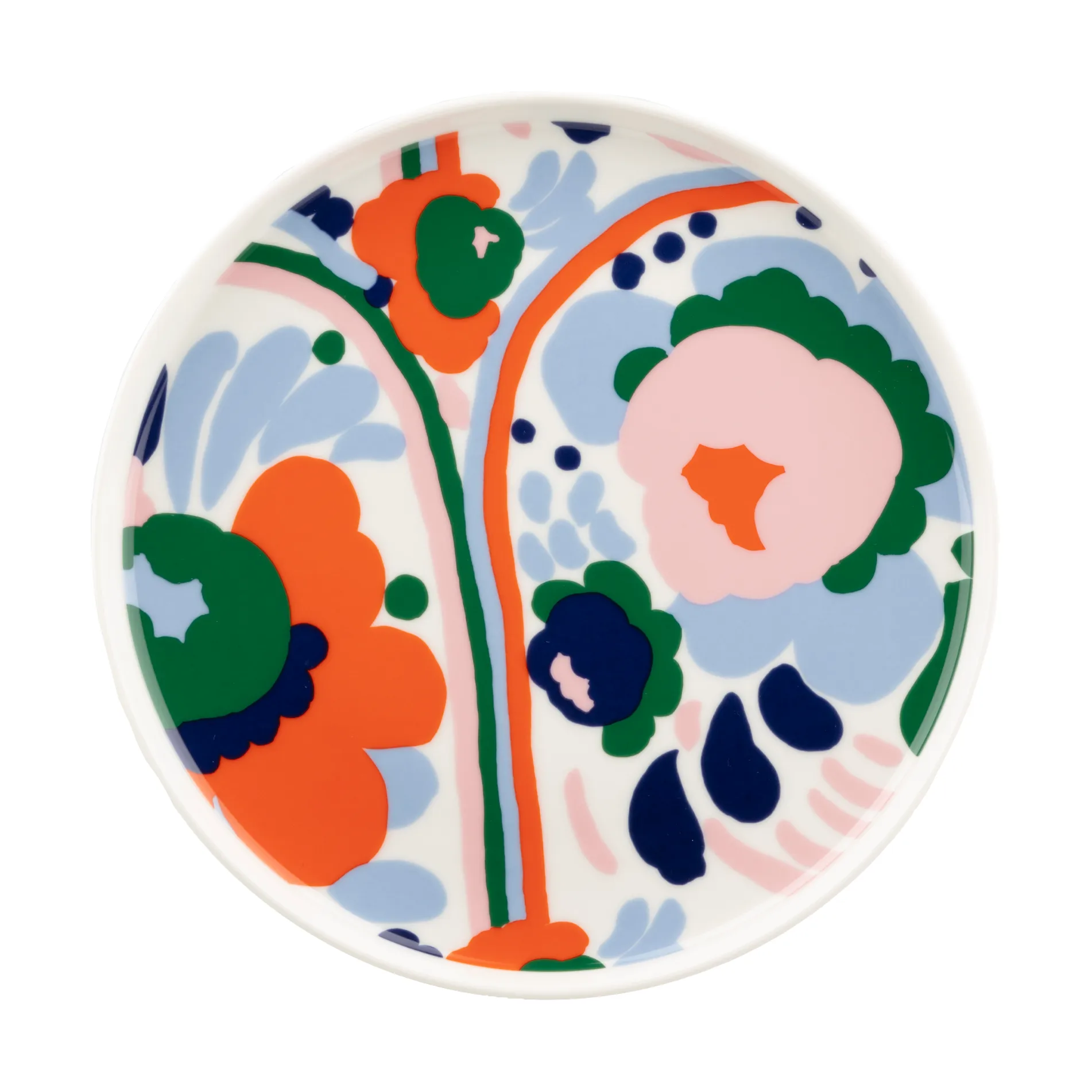 Karuselli Teller Ø20 cm, White-d blue-orange-light pink Marimekko