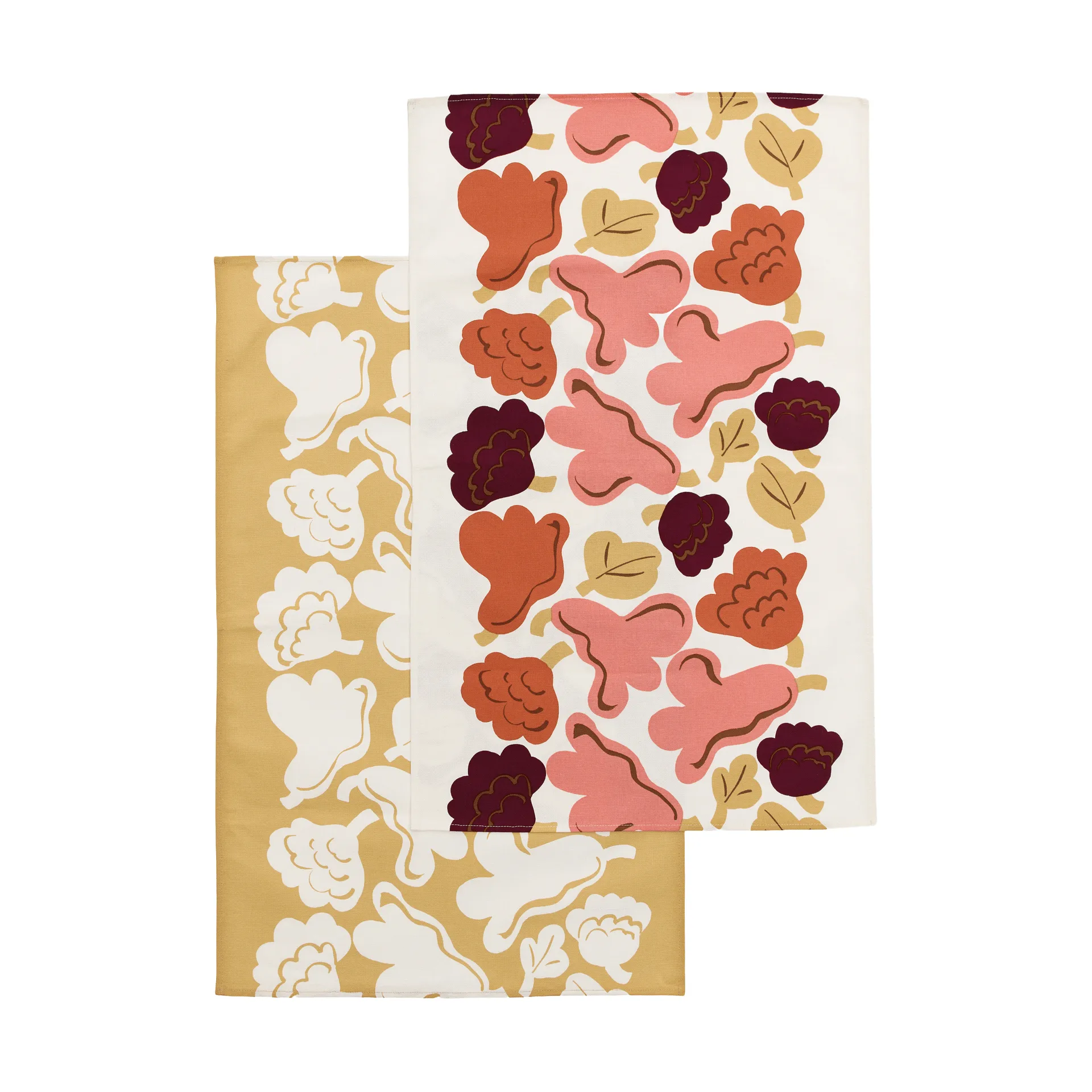 Kukasta Kukkaan Küchentuch, Off white-pink-terrac-ochre, 2-teilig Marimekko