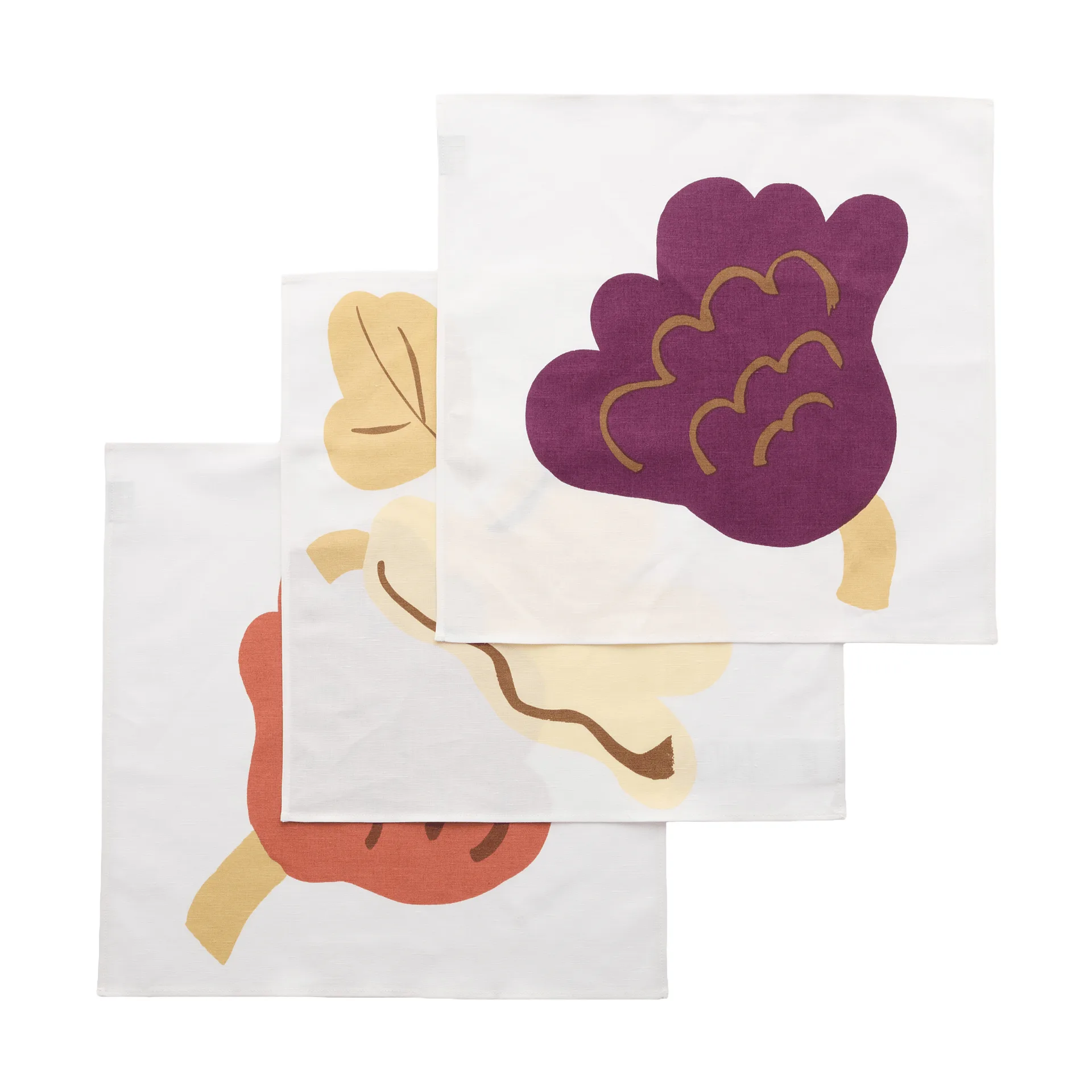 Kukasta Kukkaan Stoffserviette, White-plum-terrac-ochre, 3er-Pack Marimekko