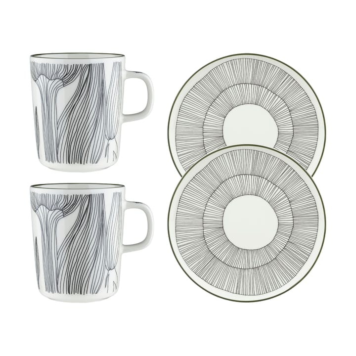 Kukat Puhkeavat Frühstücksset 4 Teile - White-forest green-black - Marimekko