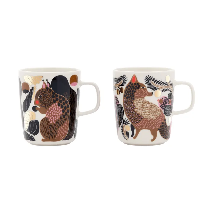 Kurre Ketunmarja Becher - White-multicolour-gold, 25 cl, 2er-Pack - Marimekko
