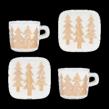 Kuusikossa Tasse und Teller Set 20 cl 4 Teile - White-gold - Marimekko