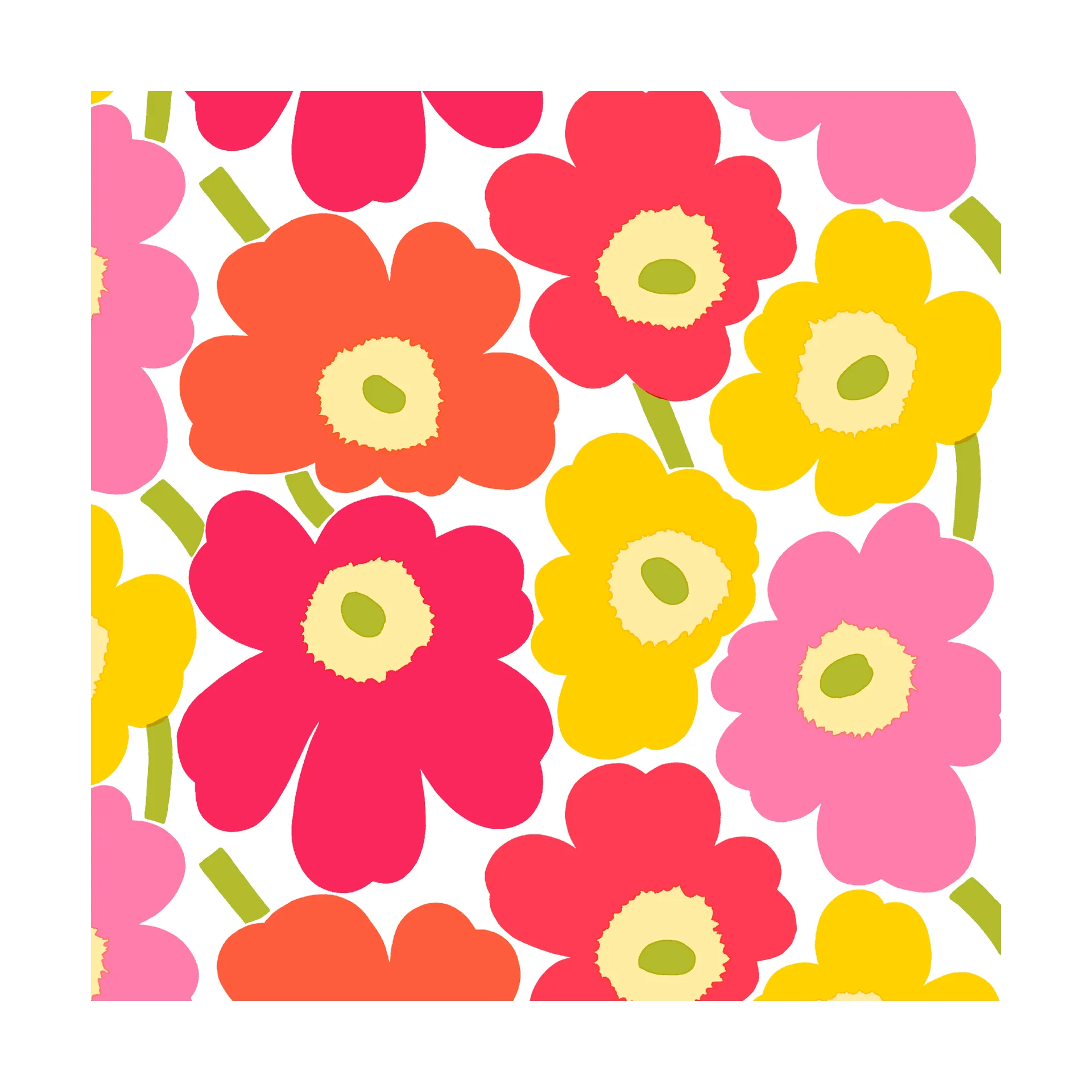 Mini Unikko Serviette 20er-Pack, Pink-yellow Marimekko