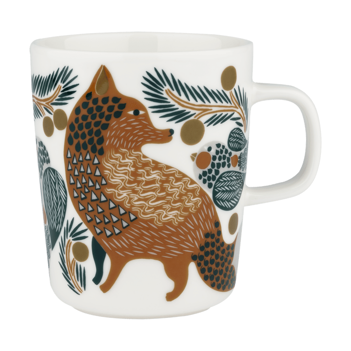 Oiva Ketunmarja Tasse 25 cl, White-brown-dark green Marimekko