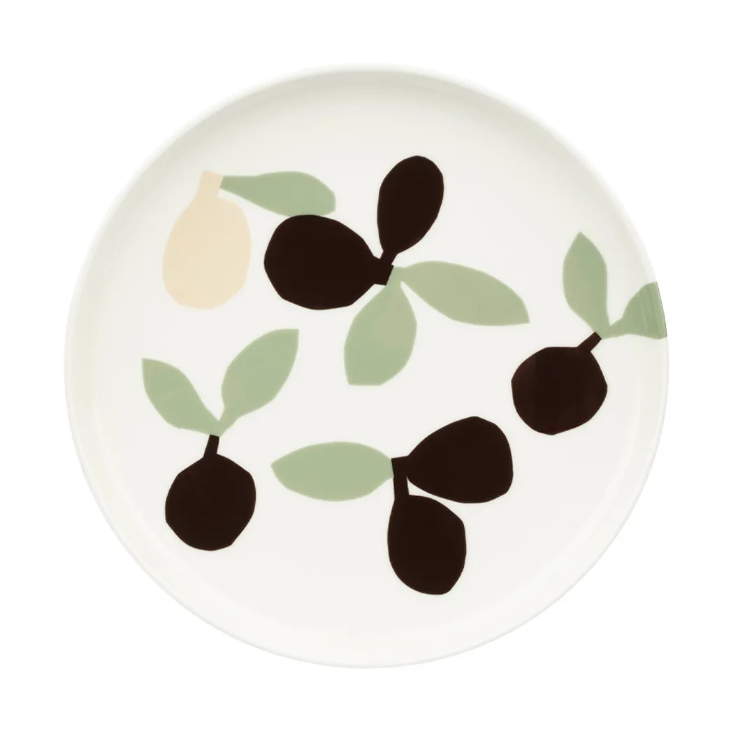 Omppo Dessertteller, White, sage, black, brown, linen, 20 cm Marimekko