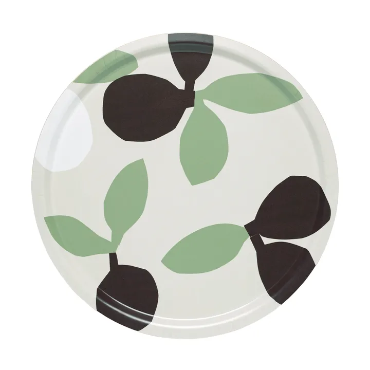 Omppo Tablett - Linen, sage, black brown, white, 46 cm - Marimekko