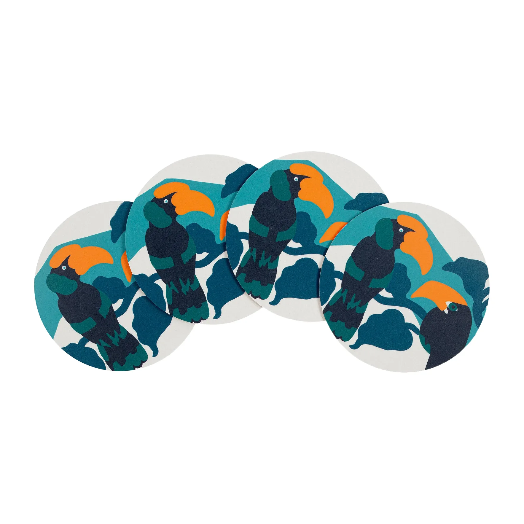 Pepe Glasuntersetzer 4er Pack, Weiß-türkis-orange Marimekko