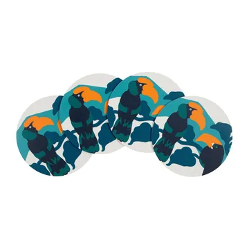 Pepe Glasuntersetzer 4er Pack - Weiß-türkis-orange - Marimekko
