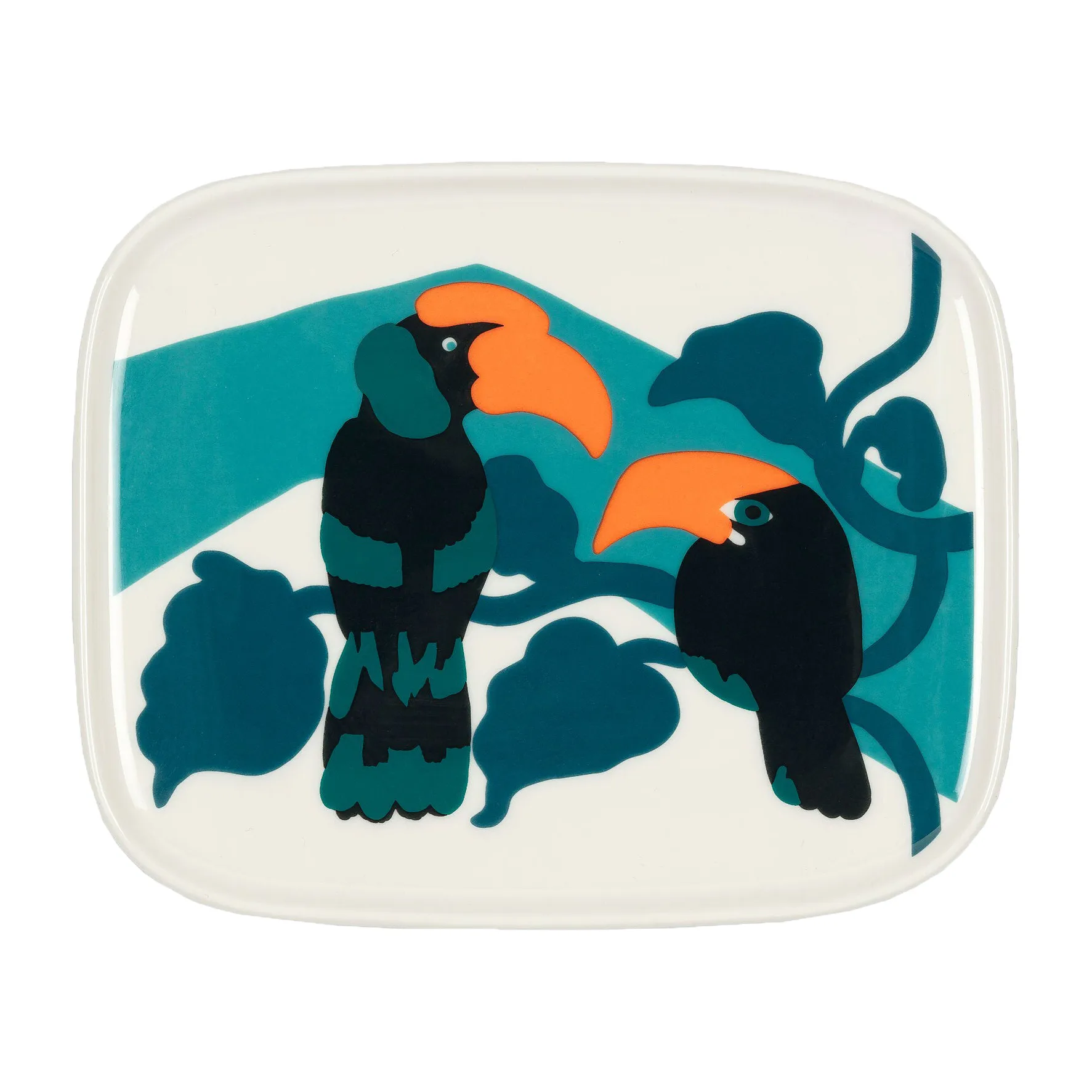 Pepe Teller 12 x 15cm, Weiß-türkis-orange Marimekko