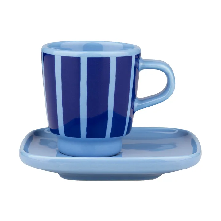 Piccolo Espresso-Tasse mit Untertasse - Light blue-blue, 5 cl - Marimekko